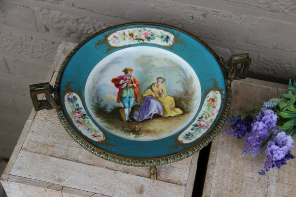 Gorgeous antique French SEVRES porcelain marked centerpiece bowl louis XVI frame