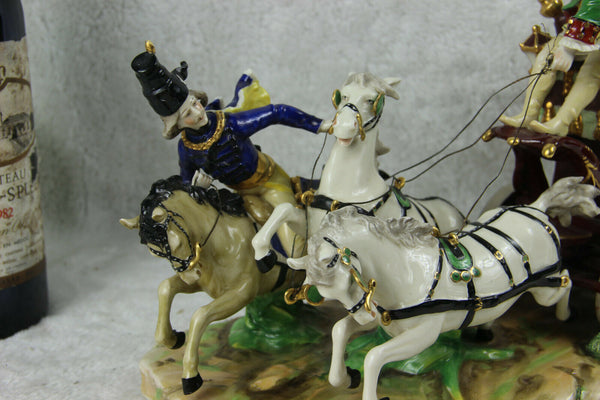 XL German potschappel DRESDEN porcelain mark large Coach carriage princess group