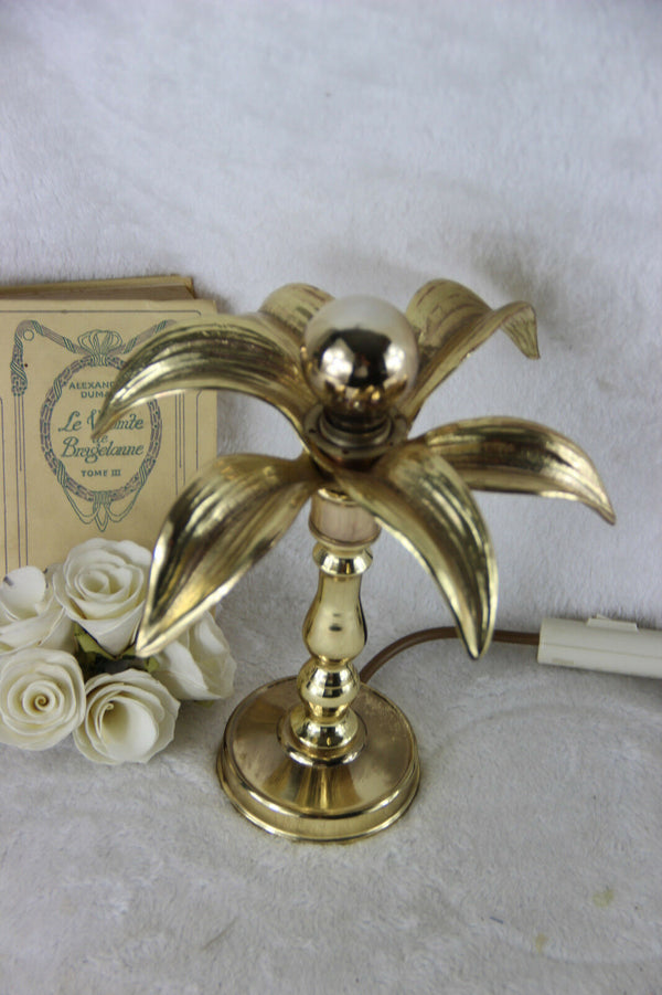Vintage Mid century 70s Brass Flower Table lamp Retro MASSIVE