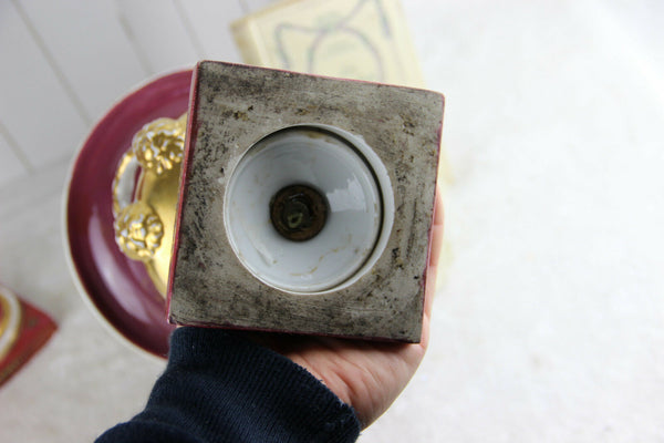 PAIR french empire medici Vases Urns floral decor lion satyr handles 1920