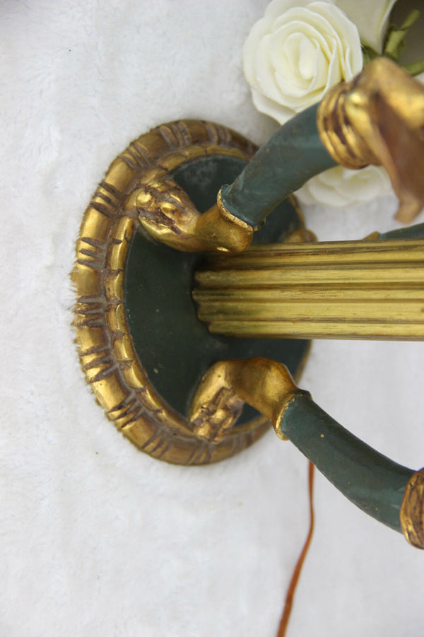 Antique French Napoleon III Bouillotte Table lamp caryatids Mermaids figurine