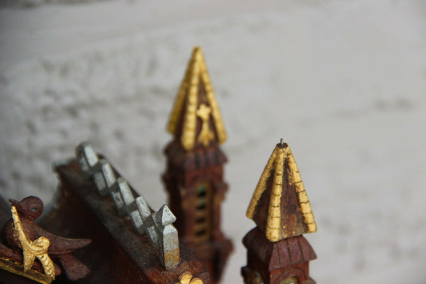 Rare Religious neo gothic oratory Black forest wood carved 1888  saint statue