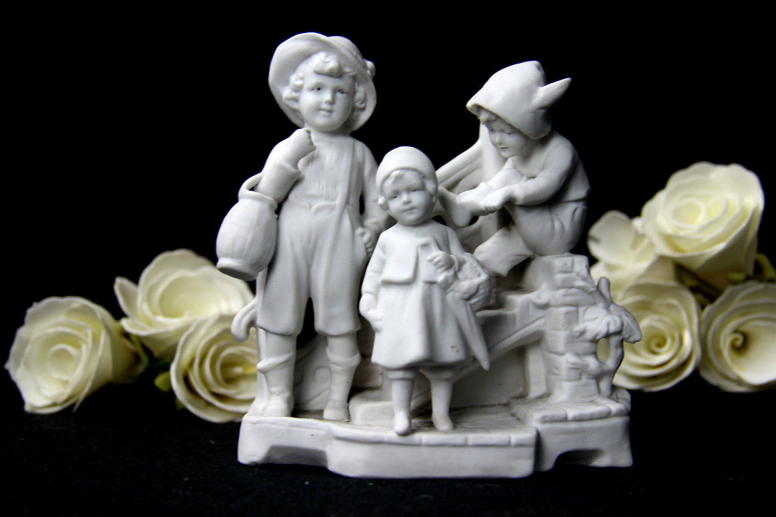 German antique marked Bisque porcelain statue group
