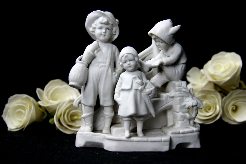 German antique marked Bisque porcelain statue group