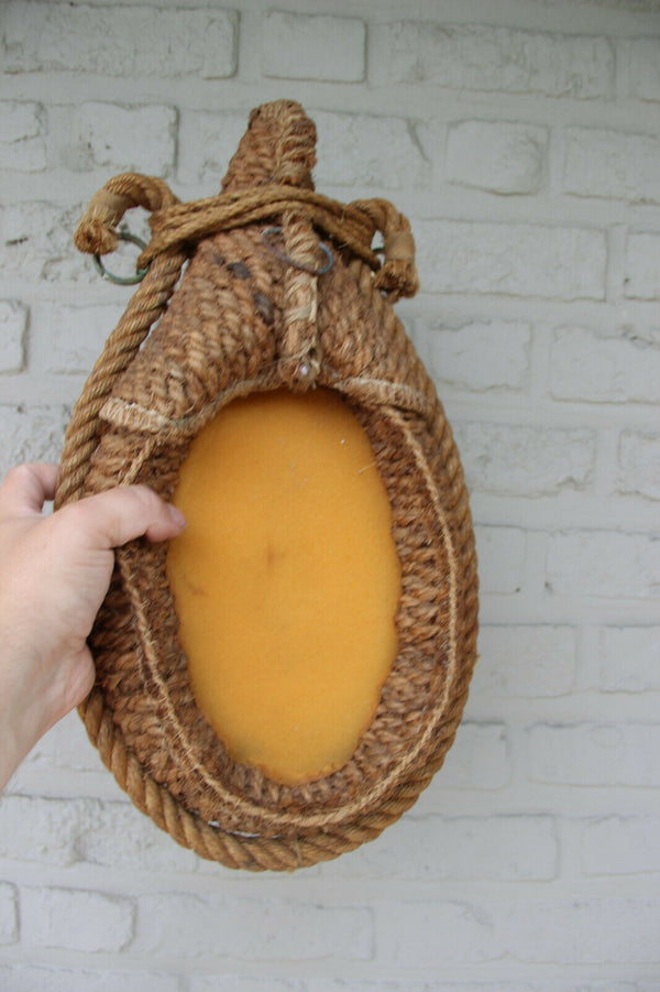 Vintage Audoux Minet Rope Wall mirror France 1950s