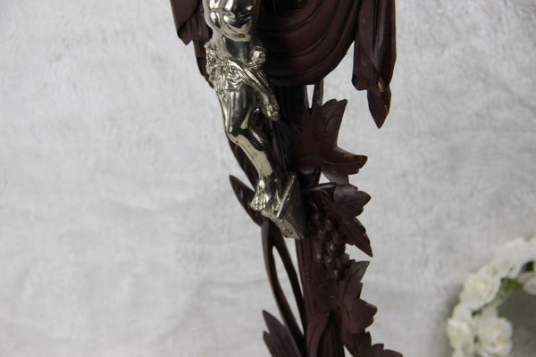 Antique German wood carved Black forest Crucifix cross religious