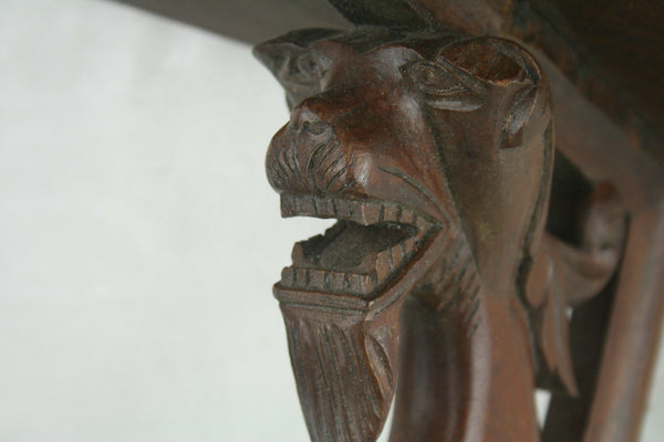 Antique Wood carved wall console neo gothic dragon / lion rare unusual