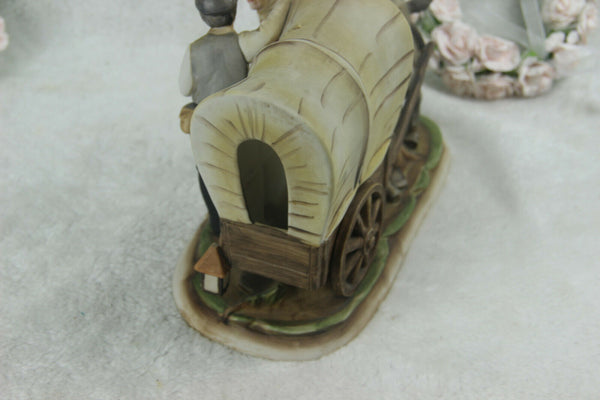 Italian vintage capodimonte porcelain figurine group donkey coach