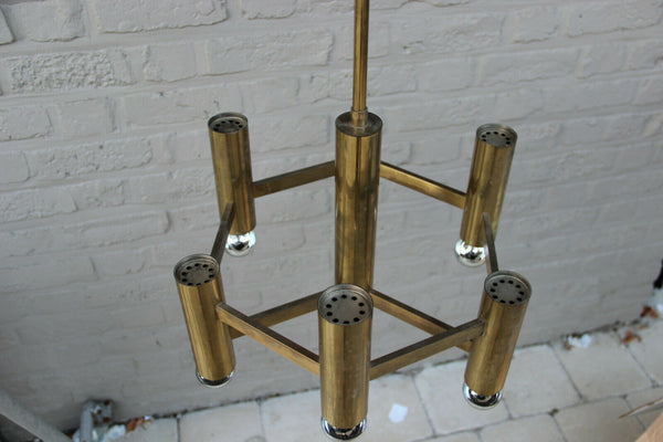 Mid century SA Boulanger design SCIOLARI 7 lights gold tube chandelier
