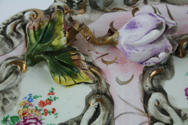 Italian Majolica Biscuit Cookie tray plate center piece table flower cake stand