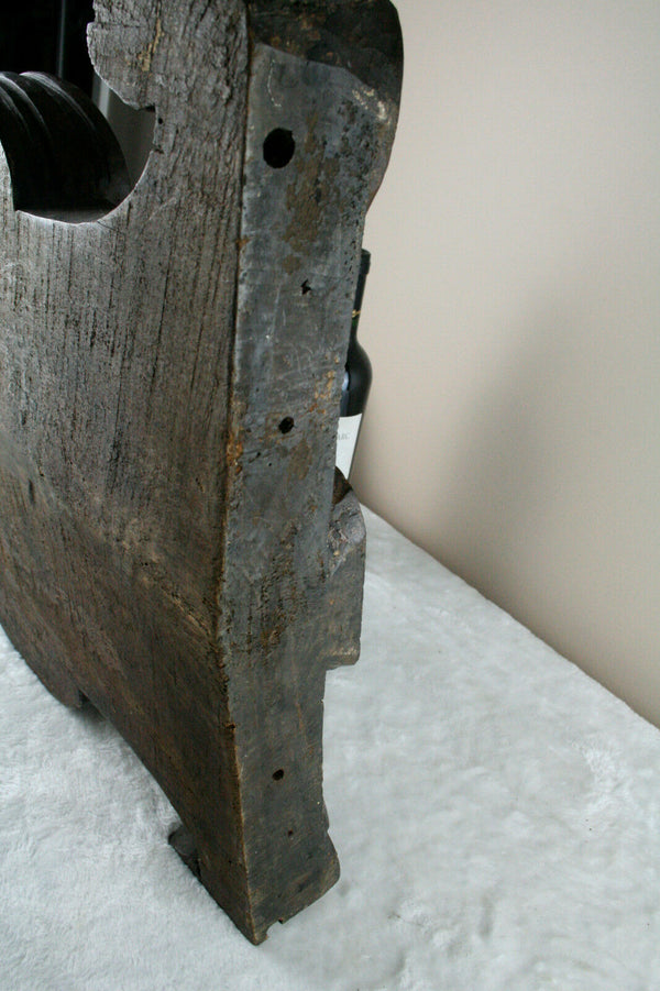 Old 1800 Religious Wood carved altar piece putti cherubs crucifix christ French