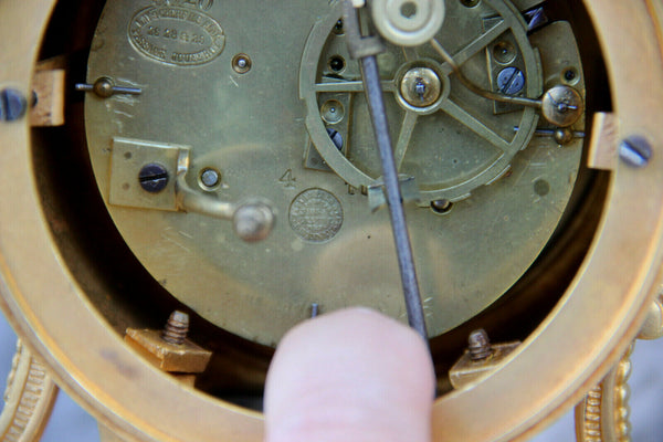 Antique french sevres porcelain plaques bronze mantel clock on wood base