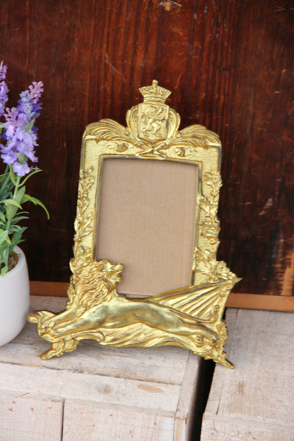 Antique French art nouveau lion picture photo frame
