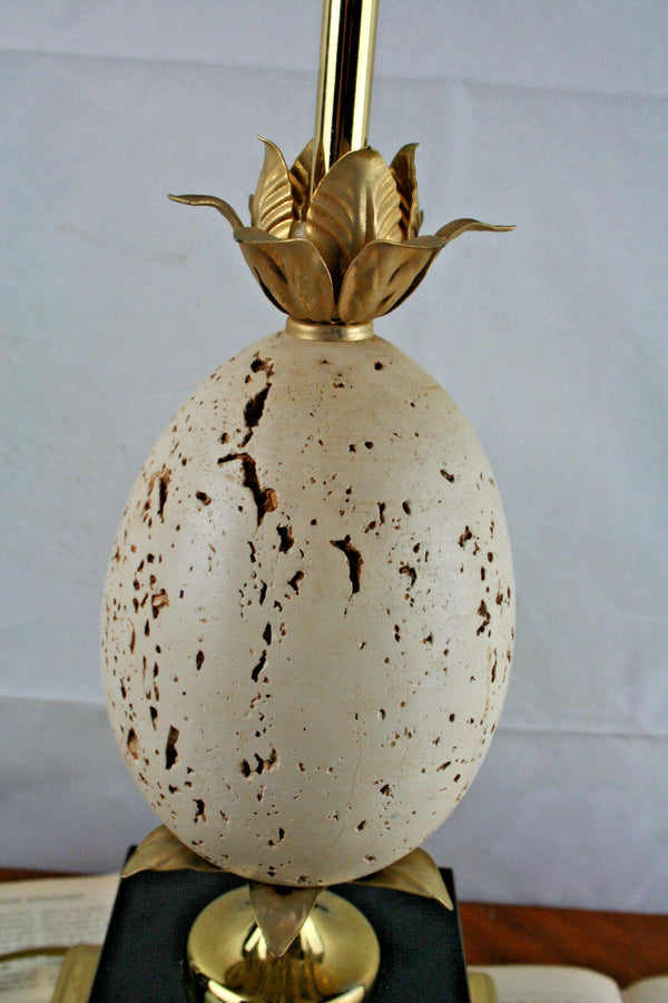 Maison charles French 1960 Austrian Egg Table lamp travertine vintage