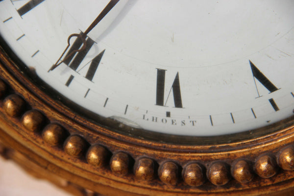 HUGE Antique black forest  Wood carved Wall clock Floral decor rare