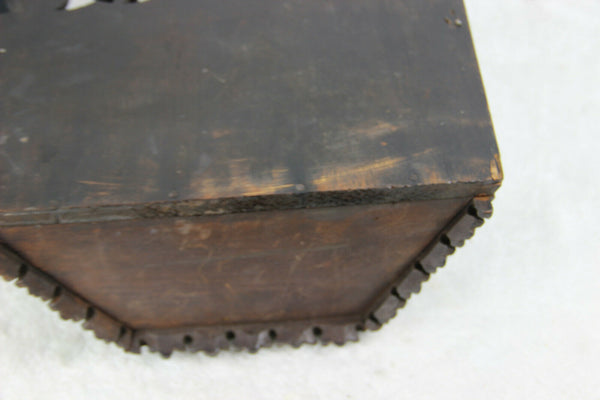 Antique German black forest wood carved box 1910 Mill portrait