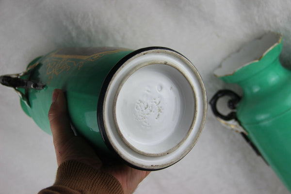 XL pair French antique vieux paris porcelain Vases romantic victorian