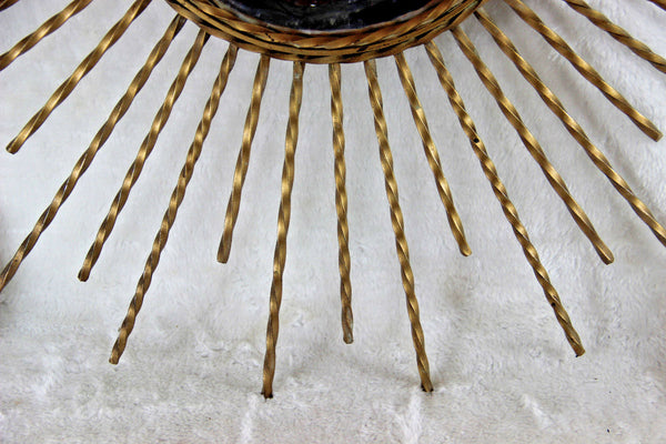Vintage Large Retro mid century 1970 Brass Sunburst mirror Glass