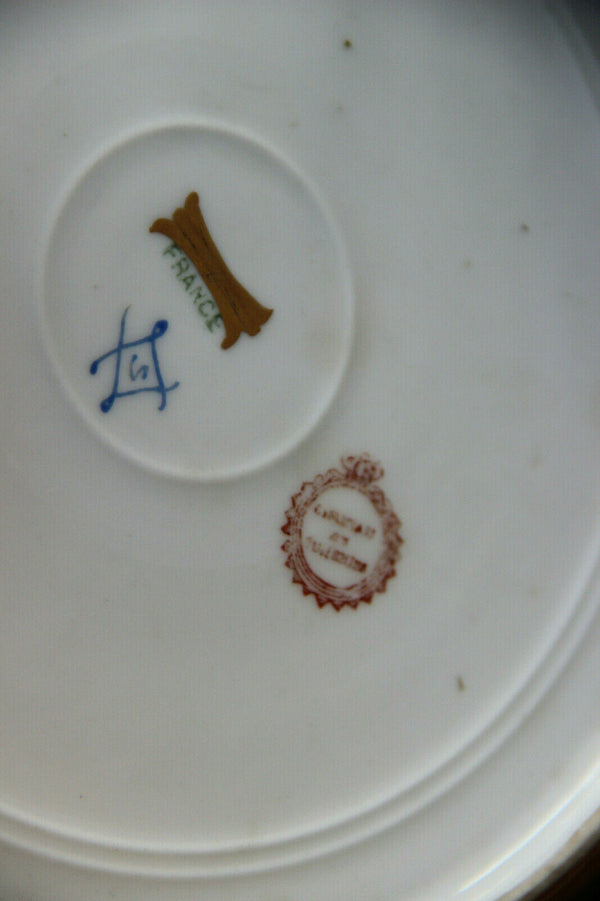 Antique Sevres porcelain centerpiece Bowl bronze base putti signed