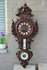 Antique XL black forest wood carved wall clock barometer
