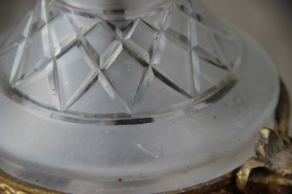 Antique Belgian VAL SAINT LAMBERT crystal clear glass pendant lantern chandelier