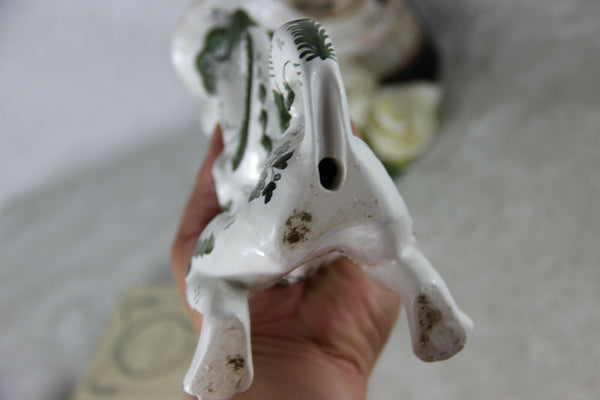 PAIR antique french faience Dragon lions gothic Candleholder / lamp griffin