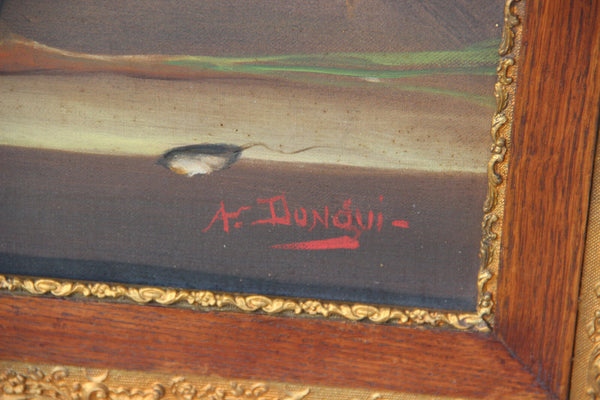 PAIR antique French 19thc Oil canvas Stil life hunting hunt rabbit bird
