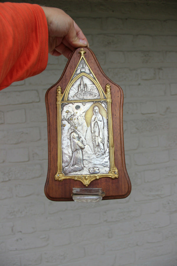 Antique French 1950 Notre dame de LOURDES souvenir religious holy water font
