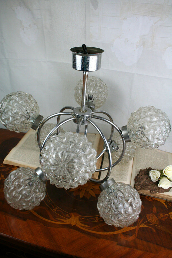 Mid century Retro 8 Glass globes Atomic sputnik chandelier lamp