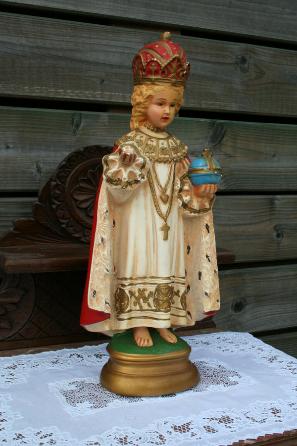 Beautiful large Antique French Plaster JESUS OF PRAGUE Figurine statue