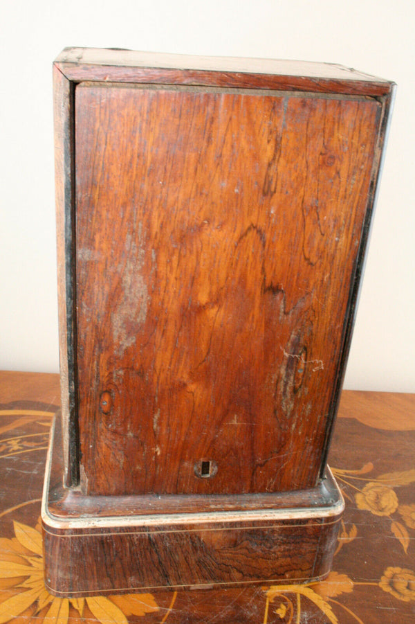 Gorgeous Antique 19th c French Marquetry inlaid Charles X wood clock set urns