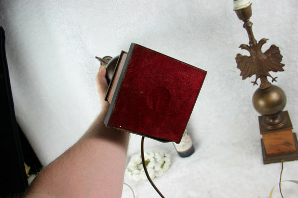 Mid century PAIR empire double eagle bronze metal wood lamps 1960