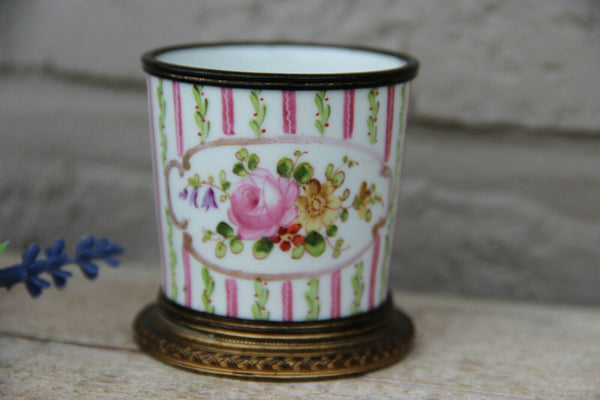 Miniature Sevres porcelain marked Vase floral decor