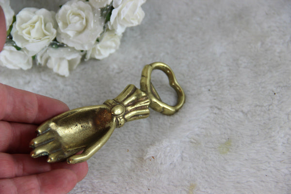 PAIR vintage French bronze desk paper clip holder and weight hand form