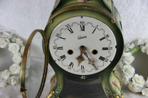 Vintage German hand paint floral table clock 1970
