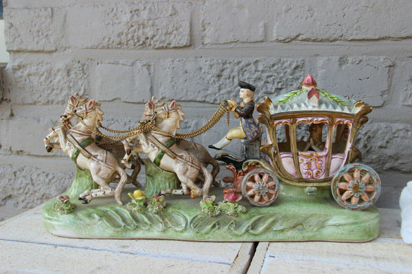 Vintage German porcelain Coach Carriage princess horses