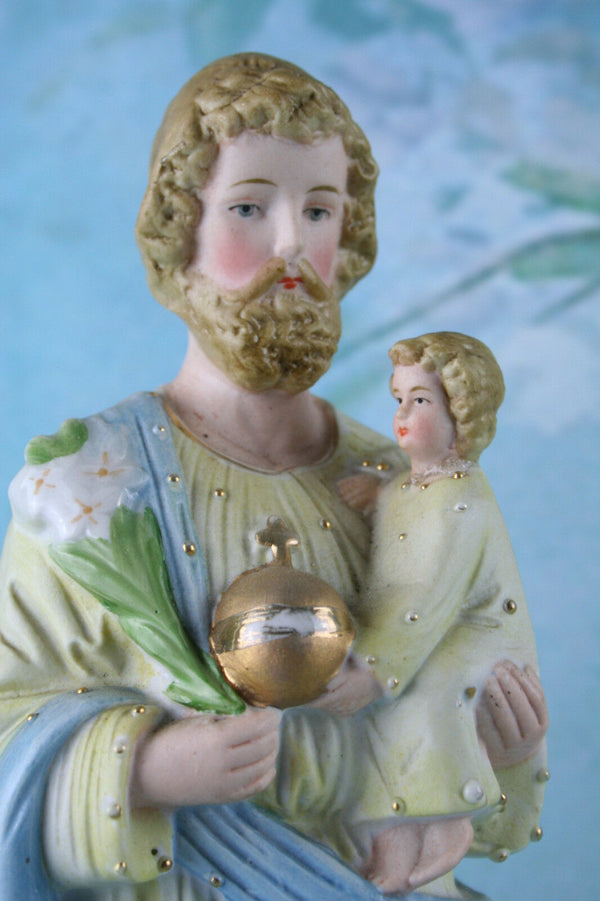 French biscuit figurine Holy Jesus christ with child
