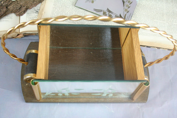 French ART DECO cookie jar biscuit box 1950 Venetian murano glass etched