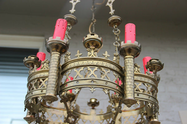 Antique Bronze Neo Gothic church castle Chandelier religious