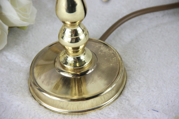 Vintage Mid century 70s Brass Flower Table lamp Retro MASSIVE