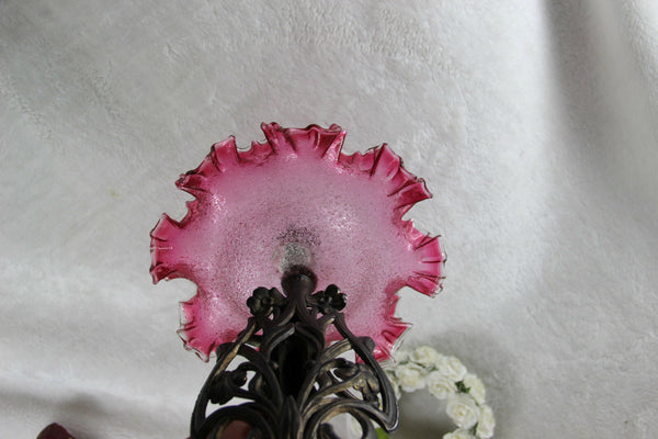 ART NOUVEAU 1900 Nymph Lady Centerpiece bowl coupe table pink glass