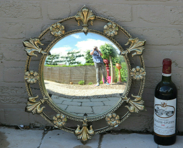 Mid century 1970 MEtal fleur de lys flower Mirror
