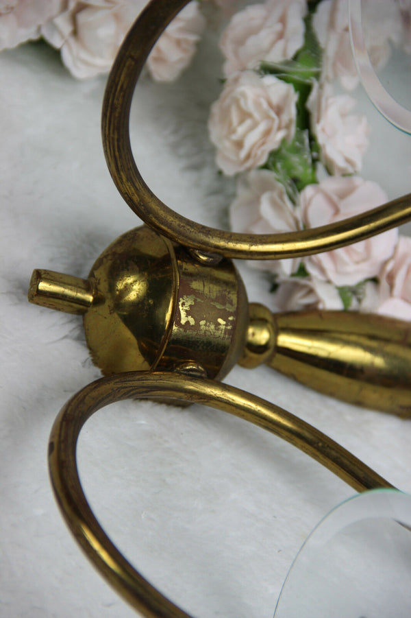 Set 3 Mid century vintage italian wall lights sconces burgundy red 4 arms 1970