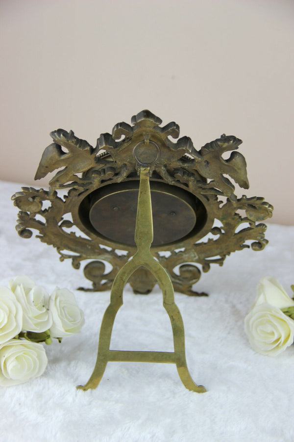 Antique French bronze brass Dragons gothic lion head barometer 1900 Rare