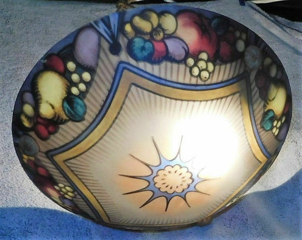 Unusual French ART DECO hand paint fruits Chandelier pendant lamp 1930