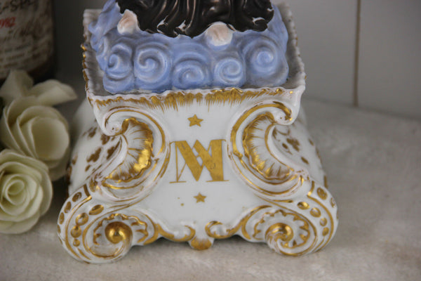 Rare Antique Religious top Vieux paris porcelain madonna MAry Statue figurine