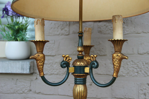 Vintage French bouillotte Empire eagle head bronze table lamp