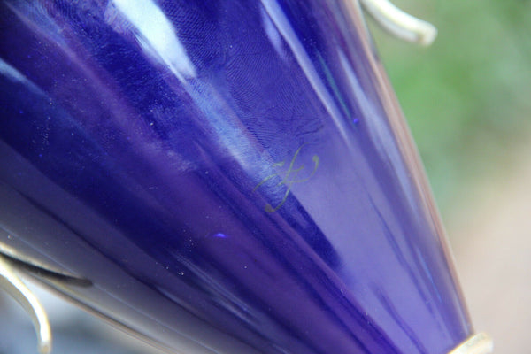 XL pair French sevres blue porcelain romantic victorian Vases marked lion head