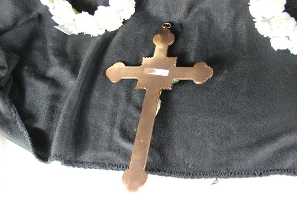 French vintage Cloisonne enamel Copper crucifix cross religious