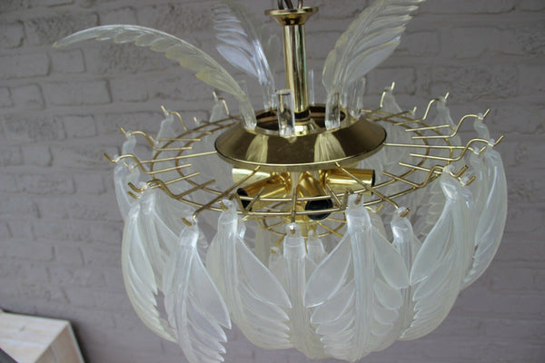 RARE italian mid century Retro chandelier vistosi leaves 1970